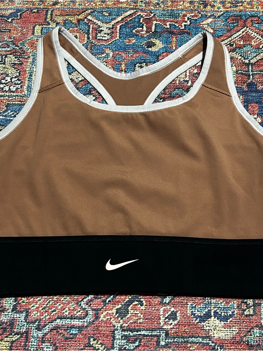 Nike Mineral Clay/Black Swoosh Logo Dri-fit Sports Bra
